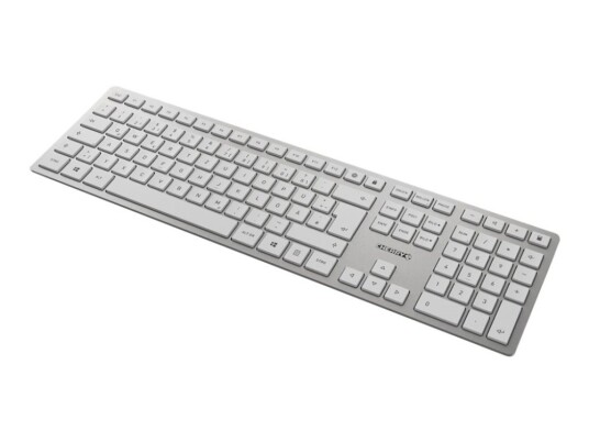 Cherry Dw 9100 Slim - Tastatur- Og Mussett - Trådløs - 2.4 Ghz Bluetooth 4.0 - Usa Med Eurosymbol - Hvit Sølv