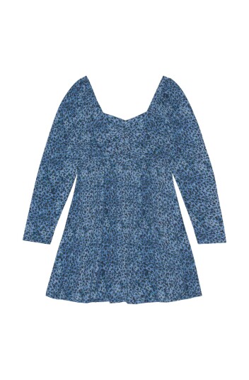 Ganni Printed Crepe Mini Dress Kjole Blå Mønster 36 Ganni Printed Crepe Mini Dress Kjole Blå Mønster 36