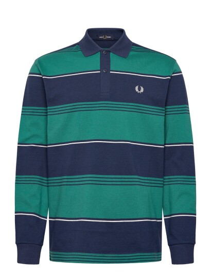 Fred Perry Heavyweight Striped Polo Green XXL