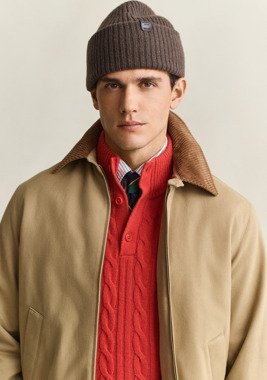 Gant Lambswool Beanie   Brown   ONE SIZE