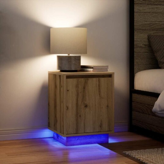 Nattbord med LED 2 stk artisan eik 38x34x50 cm Nattbord med LED 2 stk artisan eik 38x34x50 cm