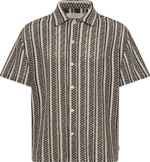 Jack & Jones Jorcotedazur Bellagio Crochetshirt Ss Sn   Black   XXL