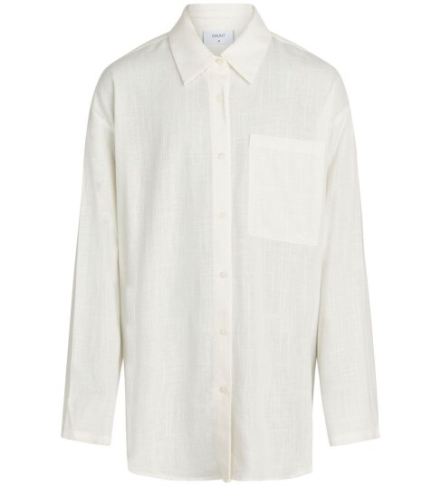 Grunt Latti Ls Linen Shirt White 170-176