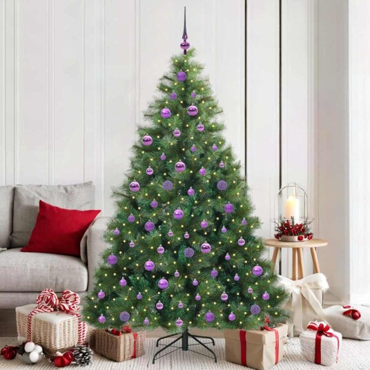  Kunstig juletre med 300 LED med stativ grønn 180 cm PE og PVC