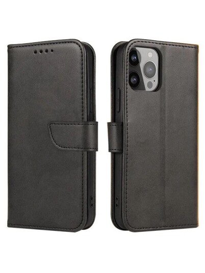 Hurtel Magnet Case Cover for Oppo A17 Flip Cover Wallet Stand Black