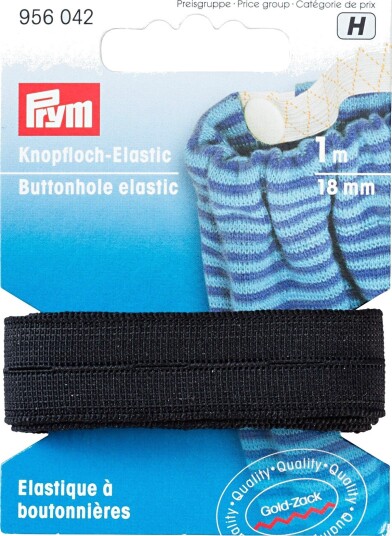 Prym Knapphullselastikk 18 mm Svart 956042