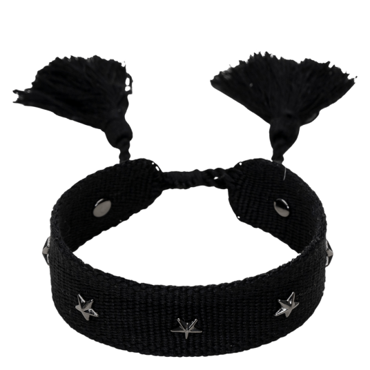 DARK Woven Friendship Bracelet with Star Studs Black DARK Woven Friendship Bracelet with Star Studs Black