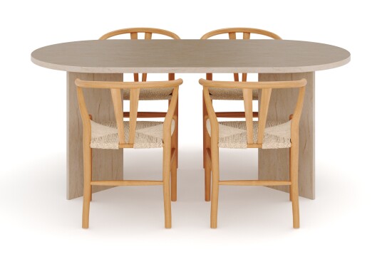 Other Brand Dano Spisebord 180 cm med 4 Dezuid Spisestoler Travertin / Natur