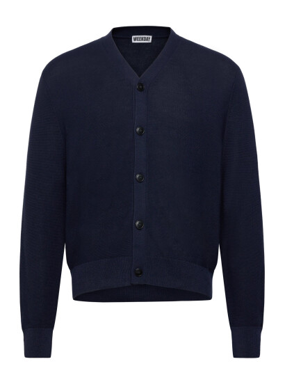 Weekday Regular Fit Button-Up Cardigan - Navy - S