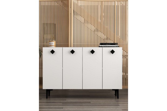Sylas Konsollbord 120x120 cm Hvit/Svart