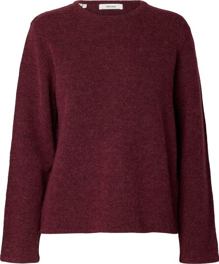 Selected Women   Genser Slwlulu New Ls Knit O Neck   Rød