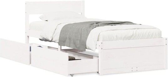Sengeramme uten madrass hvit 90x190 cm heltre furu 8721102647437