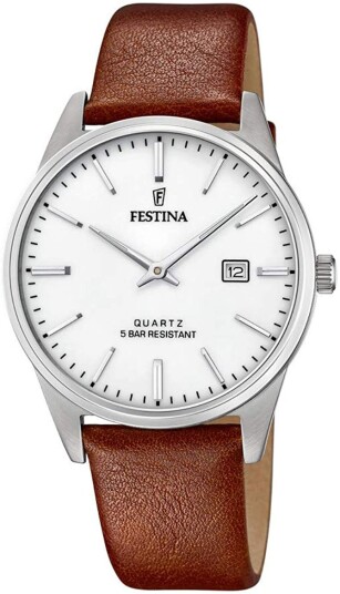 Festina Herreklokke F20512 2 Hvit/Lær Ø39 mm