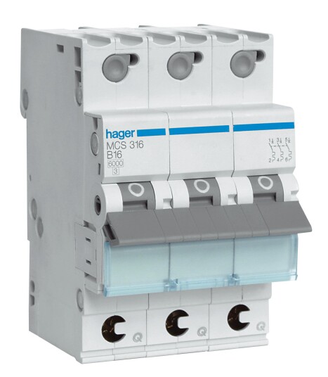 Hager MCS325 Miniatyrbryter 3 polet 6 kA C karakteristikk 25A Stikkontakter & kabler