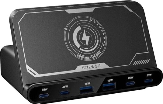 BlitzWolf BW-S27 160W 2xUSB-A 4xUSB-C 15W wireless charger (black)
