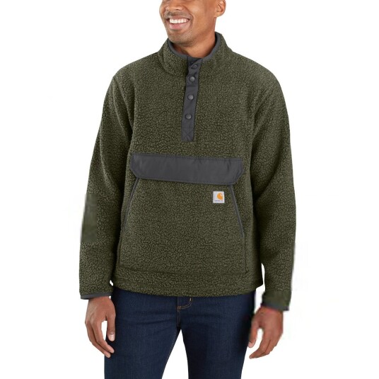 Carhartt Men"s Relaxed Fit Fleece Pullover Basil Heather M Carhartt Men"s Relaxed Fit Fleece Pullover Basil Heather M