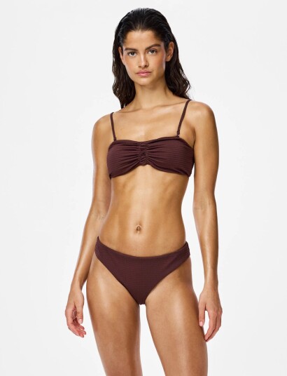 Pieces Pckaya Seersucker Bikini Brief Brown XS