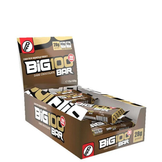 Proteinfabrikken Big 100 Protein Bar 100g x 15 stk, Mørk Sjokolade Mørk Sjokolade