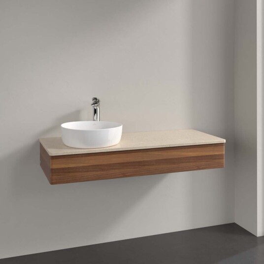 Villeroy & Boch Antao Servantskap med 1 skuff 120x50x19 cm u/lys Valnøtt/Crème Villeroy & Boch Antao Servantskap med 1 skuff 120x50x19 cm u/lys Valnøtt/Crème