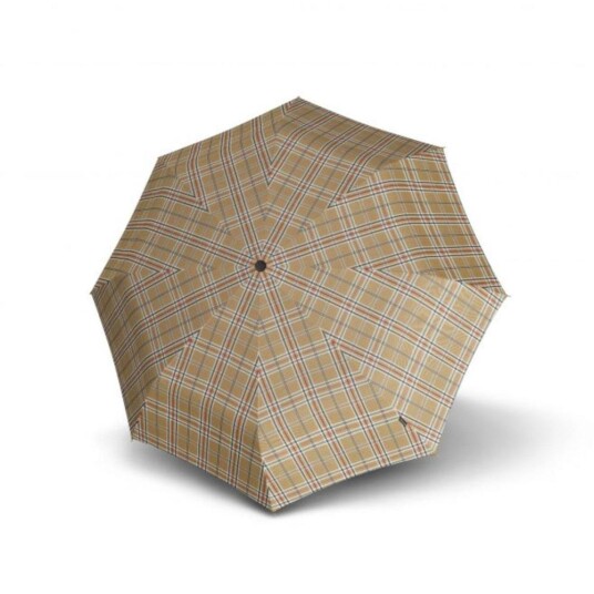 Knirps T.760 Lang paraply med buet håndtak Check Beige Knirps T.760 Lang paraply med buet håndtak Check Beige