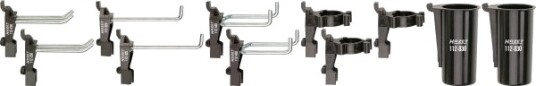 Hazet 112/11, Krokverktøyholder, Fil, Hammer, Hånd-Sag, Sekskantnøkkel, Rørholder, Tang, Saks, Skrutrekker, Skrunøkkel, Svart, Sølv, 11 Stykker, 220 G