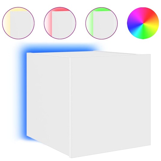  Vegghengt TV-benk med LED hvit 30,5x35x30 cm 837218