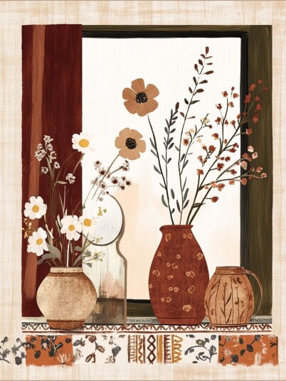 Plakat   Rustikke Blomster Vaser
