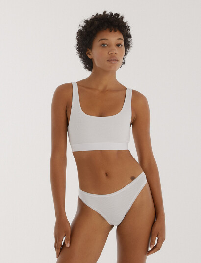Organic Basics Core Rib Tank Bralette   White   XS