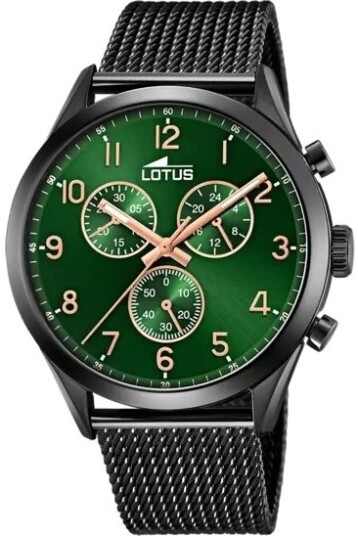 Lotus Herreklokke 18639/E Classic Grønn/Stål Ø43 mm