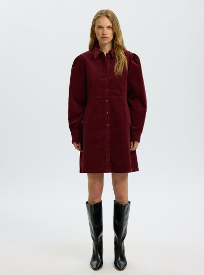 Selected Femme Runa Short Corduroy Dress Burgunder 40