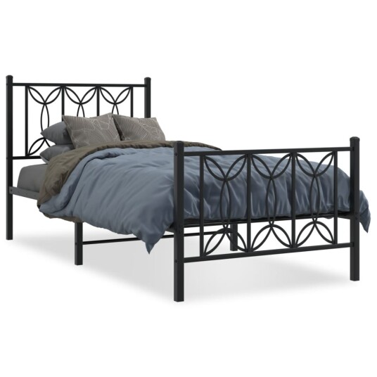  Sengeramme i metall med hode- og fotgavl svart 90x200 cm 8721102644023
