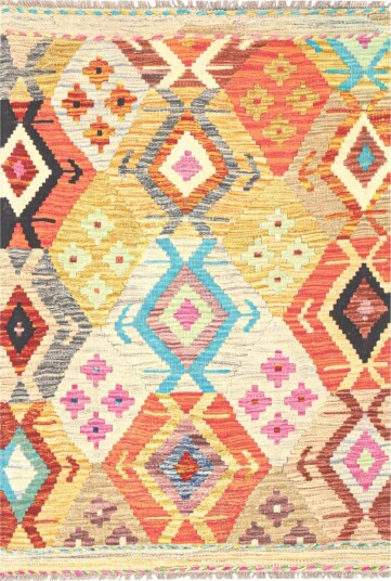 Orientalsk Teppe Vegi Kelim Hand Woven 86 x 125 cm Størrelse: 86 x 125 cm