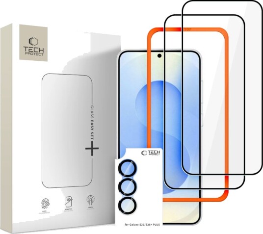 Tech-Protect Easy Set+ 3-Pack Herdet Glass til Samsung Galaxy S26 - Svart