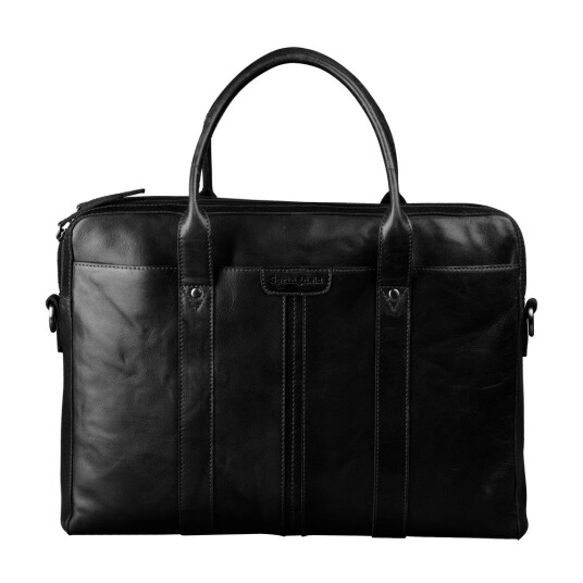 Springfield stor PC veske i skinn 15" Svart
