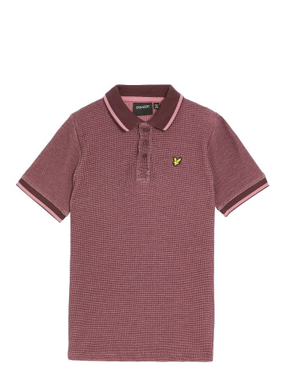 Lyle & Scott Two Tone Waffle Polo Shirt Burgundy 9 10