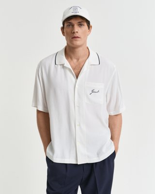 Gant Relaxed fit kortermet viskoseskjorte EGGSHELL M