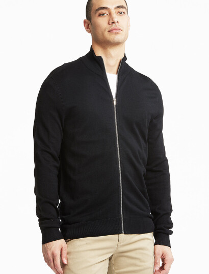 Lindbergh Ecovero L/S Zip Cardigan - Black - XXL