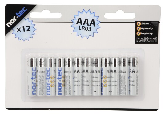 BATTERI ALKALINE AAA 1,5V 12STK