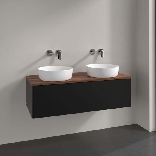 Villeroy & Boch Antao Servantskap med 1 skuff 120x50x36 cm m/lys Sort Matt/Valnøtt Villeroy & Boch Antao Servantskap med 1 skuff 120x50x36 cm m/lys Sort Matt/Valnøtt