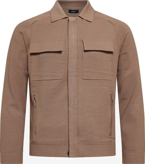 Reiss Fleetwood Ls Concealed Placket Milano Jacket CAMEL BROWN M