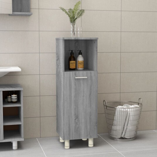 vidaXL Baderomsskap grå sonoma eik 30x30x95 cm konstruert tre
