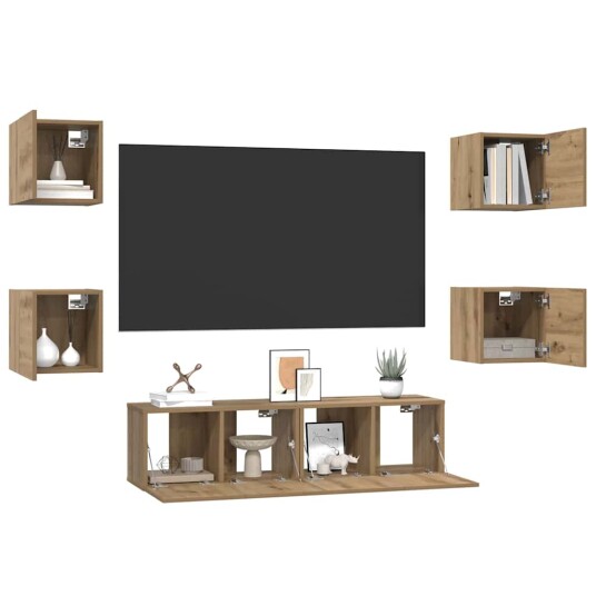 TV benksett 6 pcs artisan eik 60 x 30 x 30 cm Konstruert tre