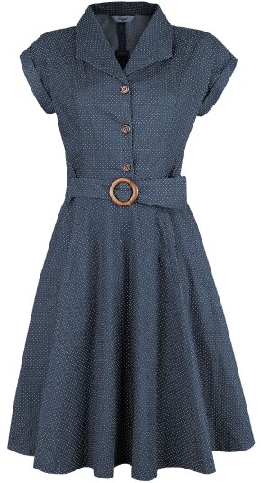 Banned Retro Rockabilly Middellang kjole Spot Perfection Fit & Flare Dress XS til 4XL Damer marineblå Banned Retro Rockabilly Middellang kjole Spot Perfection Fit & Flare Dress XS til 4XL Damer marineblå