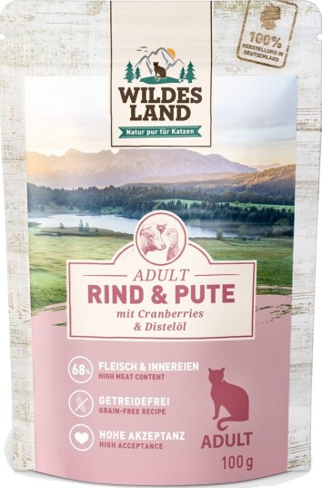 Wildes Land Cat Våtfôr Okse & Kalkun med Tistelolje 12x100g