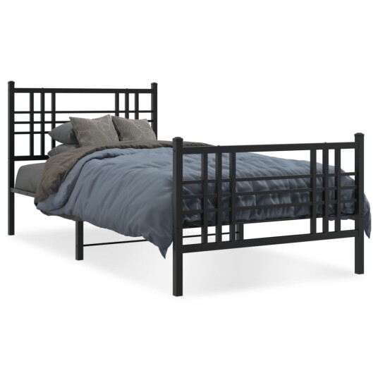  Sengeramme i metall med hode- og fotgavl svart 100x190 cm 8721012373006