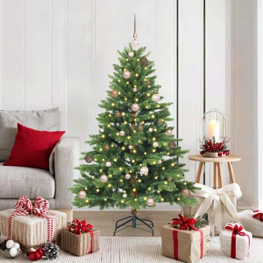  Kunstig juletre med 150 LED med stativ grønn 150 cm PE og PVC