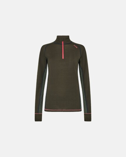 Dovre Women Langermet t skjorte 'Half Zip' 100% Ull Grønn Dovre Women Langermet t skjorte 'Half Zip' 100% Ull Grønn