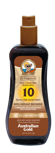 Australian Gold Sunscreen Spray Gel w. Instant Bronzer 237 ml SPF 10