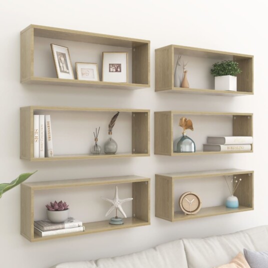 vidaXL Vegghyller kubeformet 6 stk sonoma eik 60x15x23 cm sponplate vidaXL Vegghyller kubeformet 6 stk sonoma eik 60x15x23 cm sponplate