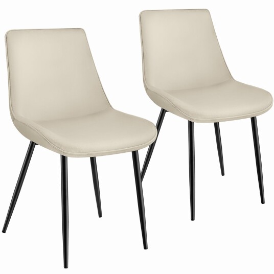 tectake 2 spisestoler fløyelslook Monroe - krem